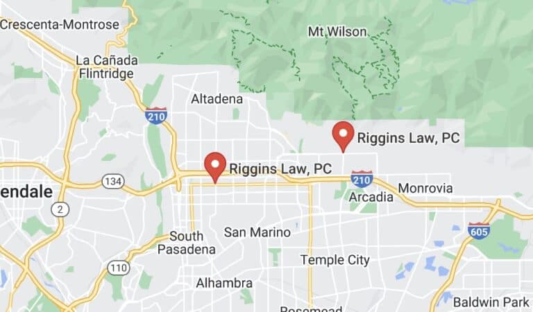 Riggins Law Arcadia, CA Map